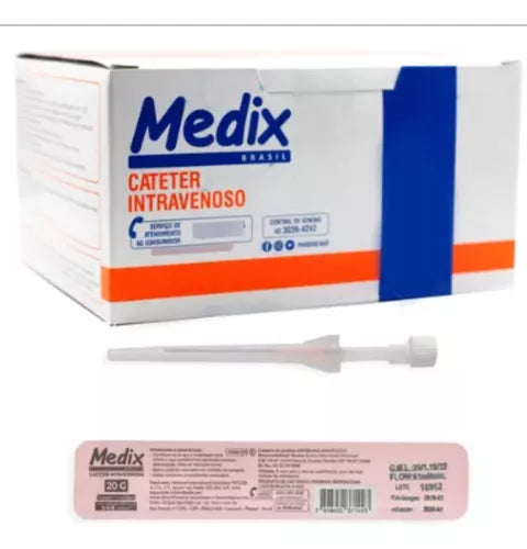 Cateter Intravenoso Periférico / 20G / 100 Un. Cx. / Medix / Jelco Abocath