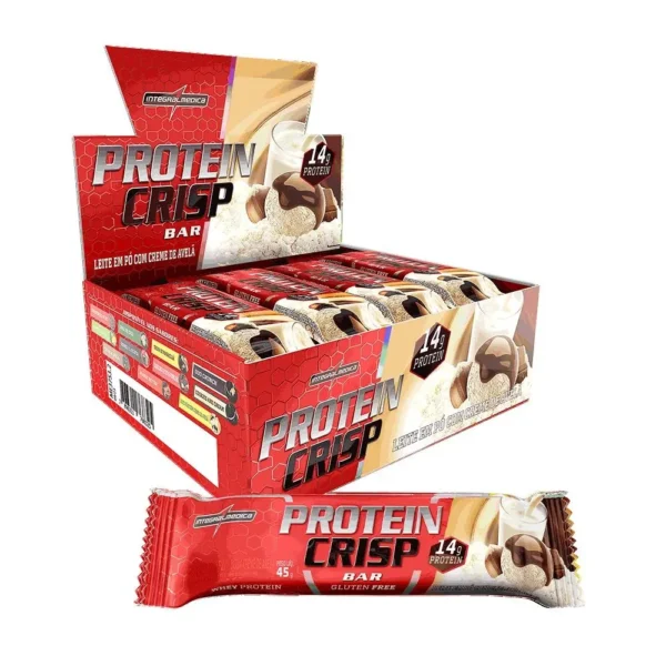 CRISP BAR / Leite em pó Creme de Avelã / 45g / 12 Un. /  Barra de Proteína  / Whey /  Integralmedica
