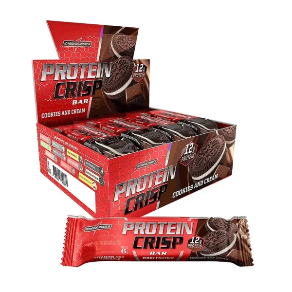 CRISP BAR / Cookies and Cream / 45g / 12 Un. /  Barra de Proteína  / Whey /  Integralmedica