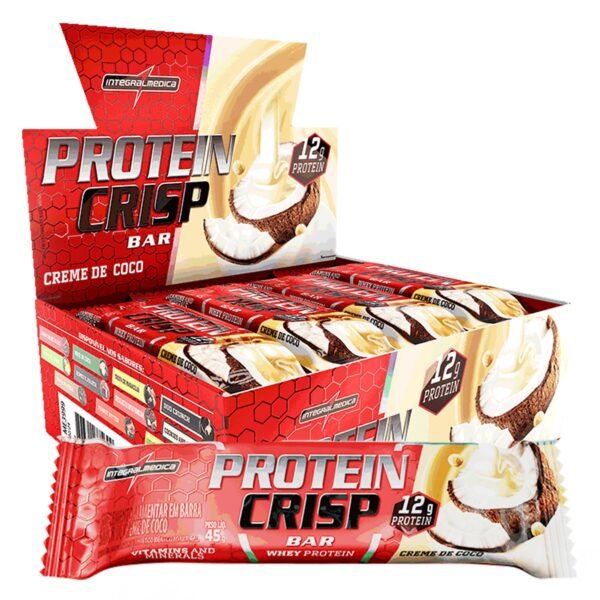 CRISP BAR / Creme de Coco / 45g / 12 Un. /  Barra de Proteína / Whey /  Integralmedica